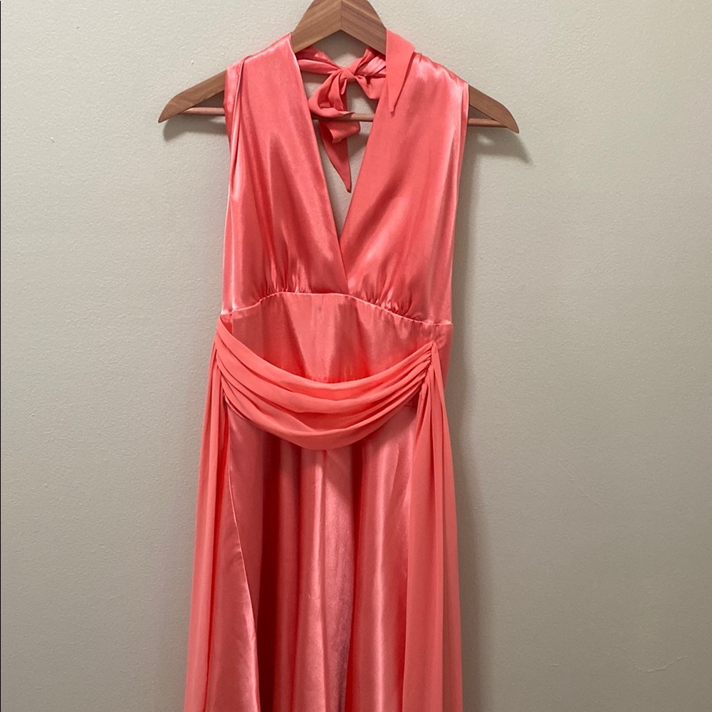 Coral Halter Neck Dress